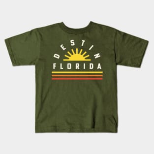 Destin Florida Beach Gulf of Mexico Retro Vintage Sunset Kids T-Shirt